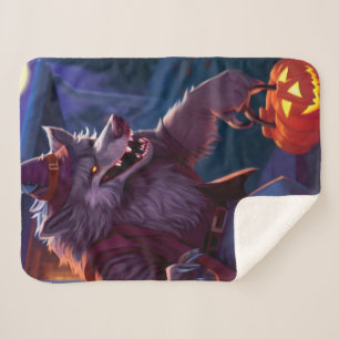 Cobertor Sherpa Halloween/werewolf/outono/outono