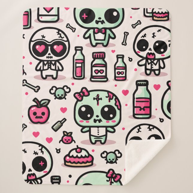 Cobertor Sherpa Halloween Zombie Pattern Sherpa Blanket (Frente)