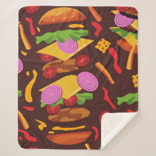Cobertor Sherpa hambúrguer hambúrguer cheeseburger castanho
