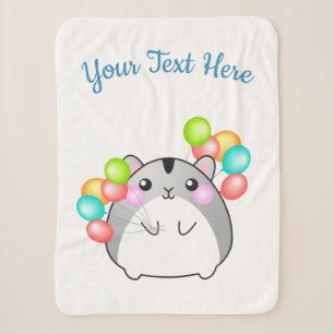 Cobertor Sherpa Hamster de Kawaii, Cinza bonita