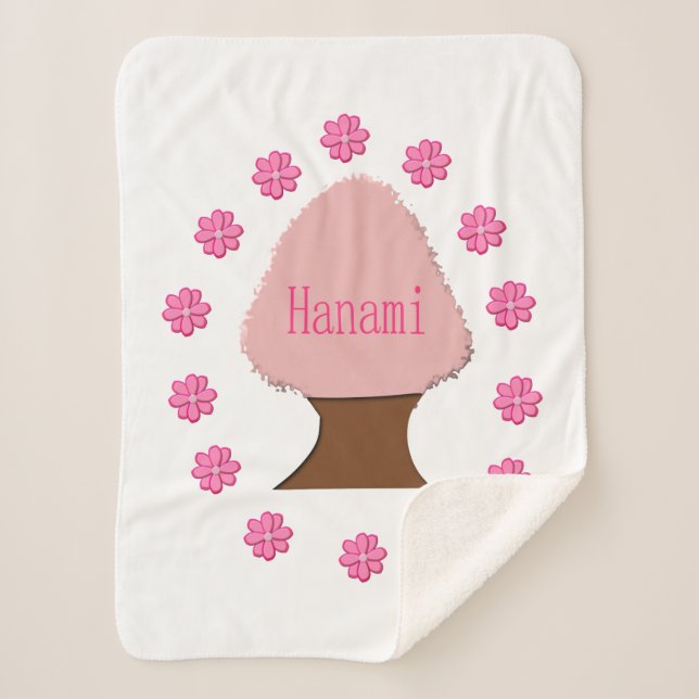 Cobertor Sherpa Hanami - Árvore de Cereja Japonesa (Frente)