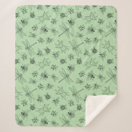 Cobertor Sherpa Hand-Drawn Cartoon Insects Pattern Throw Blanket