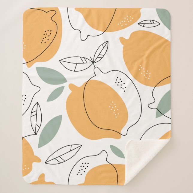 Cobertor Sherpa Hand drawn Lemons background. Seamless pattern wit (Frente)