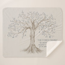Hand Drawn Tree Personalized Quote Gray Beige