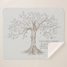 Cobertor Sherpa Hand Drawn Tree Personalized Quote Light Gray