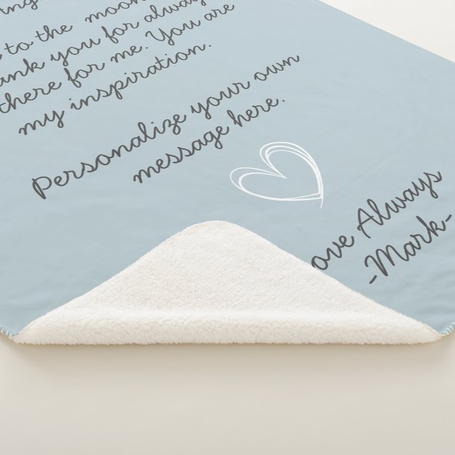 Cobertor Sherpa handwritten love letter or message custom   (3/4)
