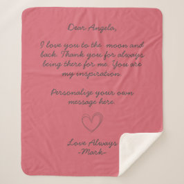 Cobertor Sherpa handwritten love letter or message custom