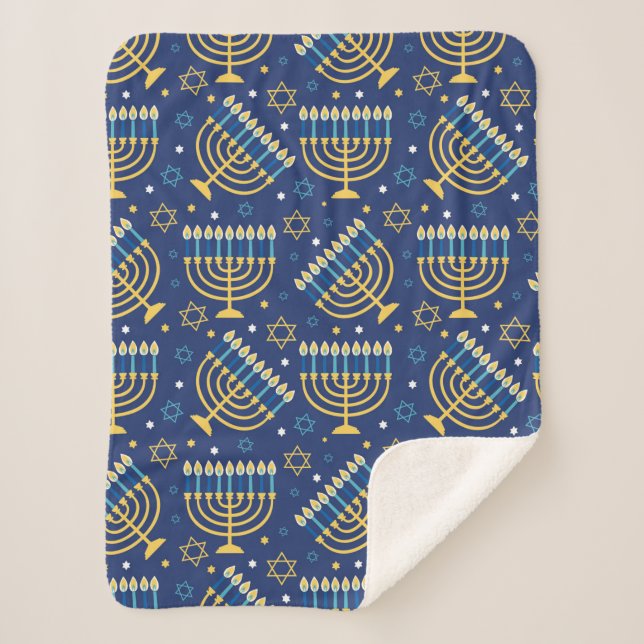 Cobertor Sherpa Hanukkah Menorah Sherpa Blanket (Frente)