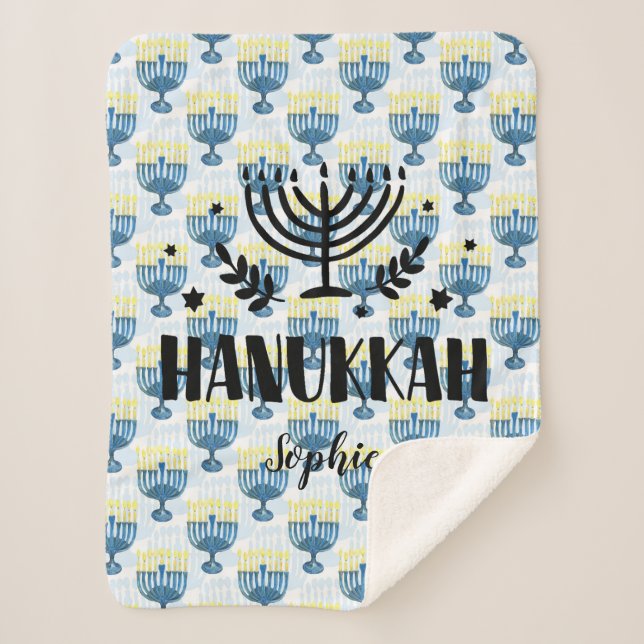 Cobertor Sherpa Hanukkah Personaliza Sherpa Blanket (Frente)