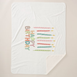 Cobertor Sherpa Happy Birthday with Candles Sherpa Blanket