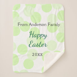 Cobertor Sherpa Happy Easter gray green polka dots family name