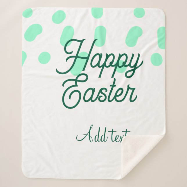 Cobertor Sherpa Happy Easter green eggs pastel name date simple  (Frente)