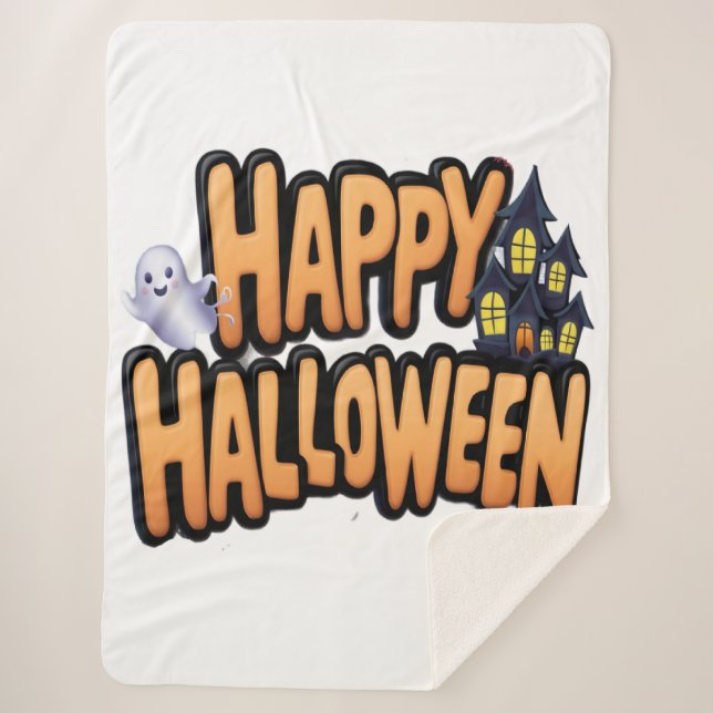 Cobertor Sherpa Happy Halloween  (Frente)