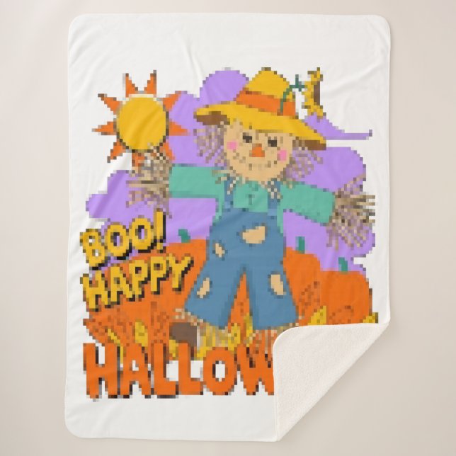 Cobertor Sherpa Happy Halloween boy  (Frente)