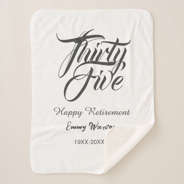 Cobertor Sherpa Happy retirement bold letter name year elegant sim (Frente)