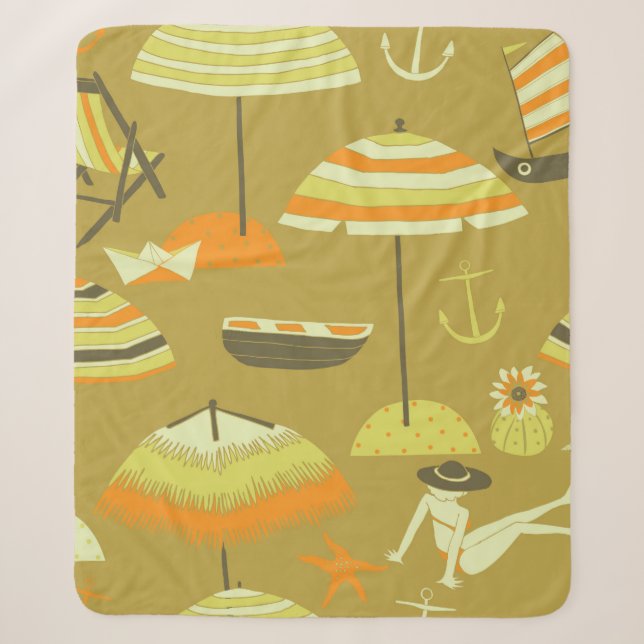 Cobertor Sherpa Happy Summertime Seamless Pattern (Frente)