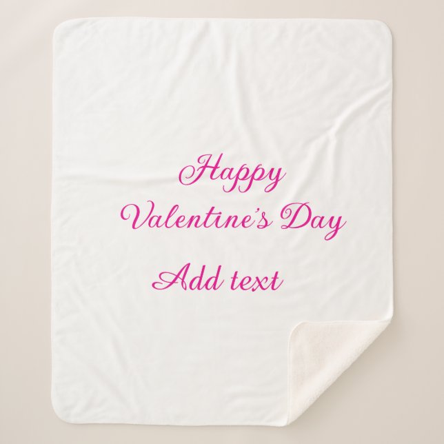 Cobertor Sherpa Happy Valentine's day pink text name message (Frente)