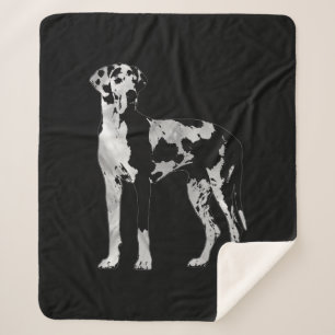 Cobertor Sherpa Harlequin great dane - pérola e prata