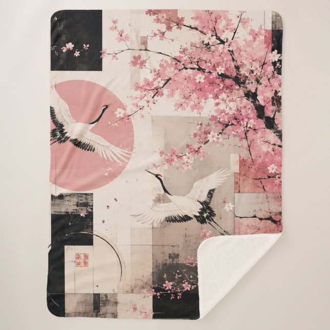 Cobertor Sherpa Harmonia Avant-Garde de Sakura e Grous (Frente)