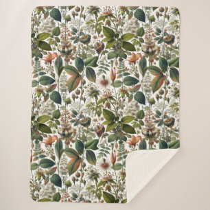 Cobertor Sherpa Harmonia da Natureza: Padrão Botânico Sem Olhos