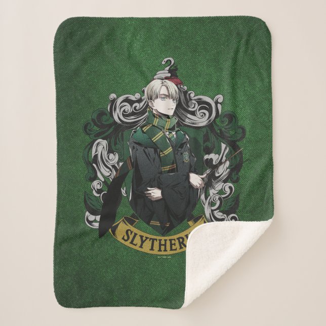 Cobertor Sherpa HARRY POTTER™ | Anime Brasão da Casa do Draco Malf (Frente)