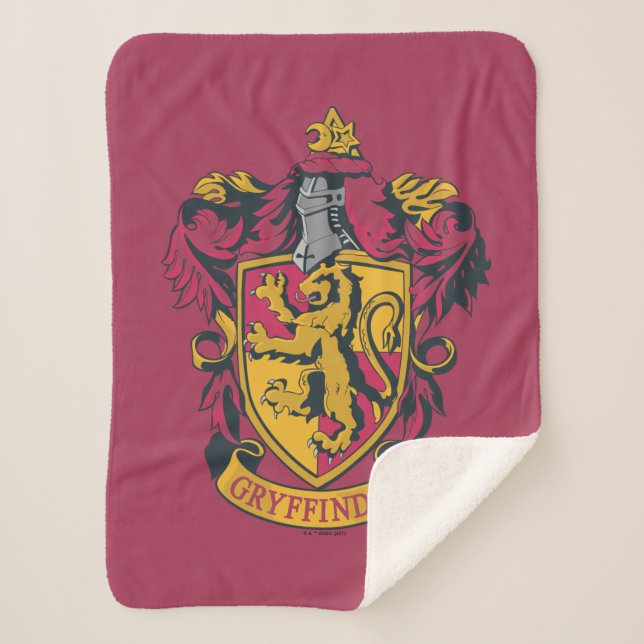Cobertor Sherpa Harry Potter | Brasão da Grifinória Dourado e Verm (Frente)