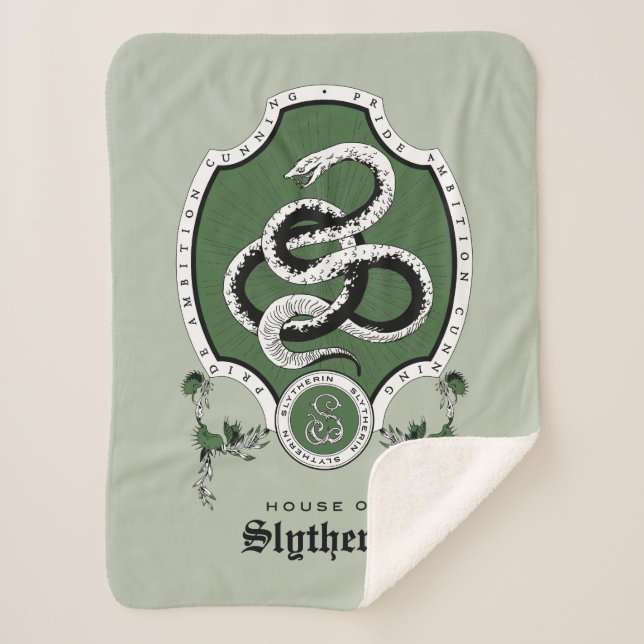 Cobertor Sherpa HARRY POTTER™ | Desenho Delicado SLYTHERIN™ Crest (Frente)