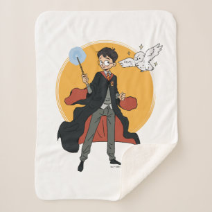 Cobertor Sherpa HARRY POTTER™ e Hedwig Ilustração