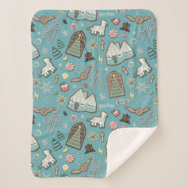 Cobertor Sherpa HARRY POTTER™ HOGWARTS™ Natal Cookie Patterno (Frente)