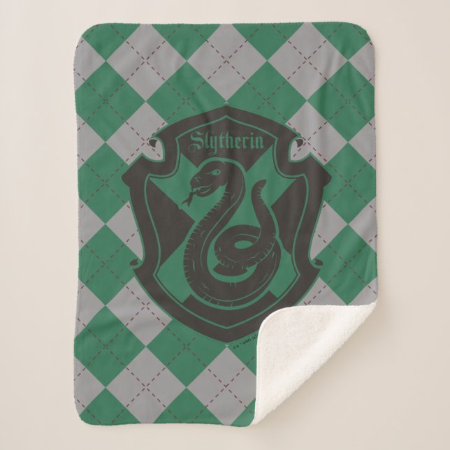 Cobertor Sherpa Harry Potter | Slytherin House Pride Crest (Frente)