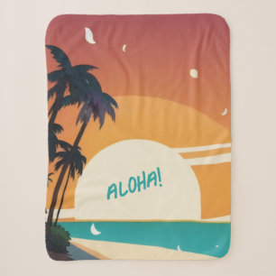 Cobertor Sherpa Havaiano/Aloha/Tropical/praia