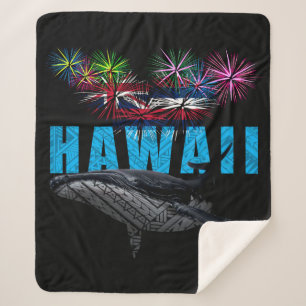 COBERTOR SHERPA HAWAII NYE POLYNESIAN TRIBAL HUMPBACK FIREWORKS