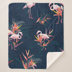 Cobertor Sherpa Hawaii Tropical Flamingo com Pássaro do Paraíso 