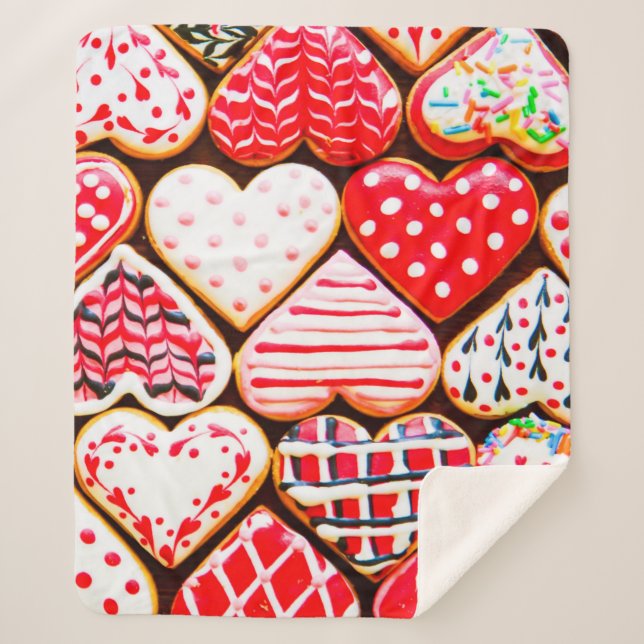 Cobertor Sherpa Heart shaped cookies icing for Valentine's day del (Frente)