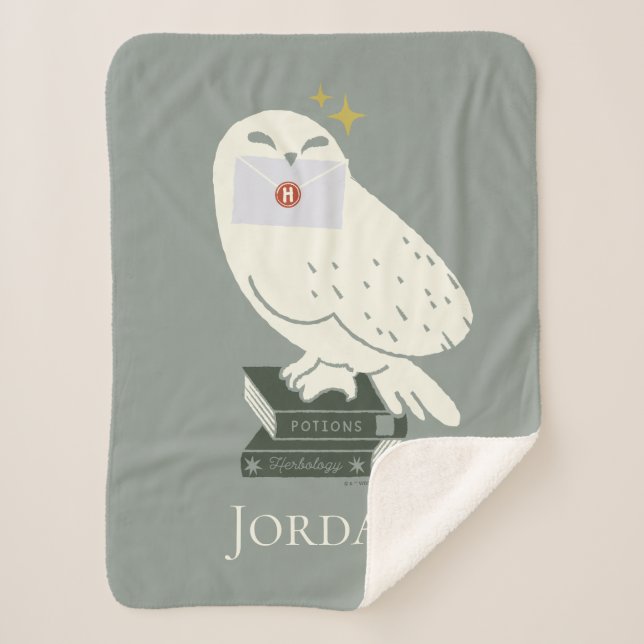 Cobertor Sherpa Hedwig With Letter Whimsical Drawing (Frente)