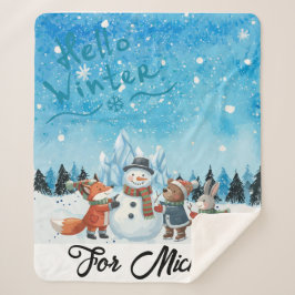 Cobertor Sherpa Hello Winter Personalized Sherpa Blanket