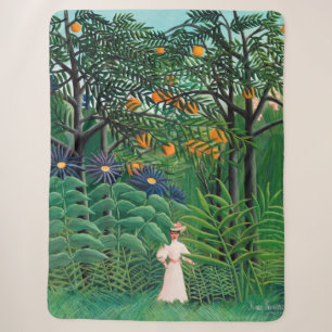 Cobertor Sherpa Henri Rousseau - Mulher Caminhando numa Floresta E