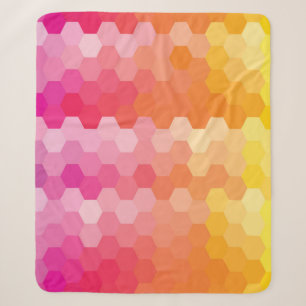 Cobertor Sherpa Hexágono Geométrico forma amarelo-rosa