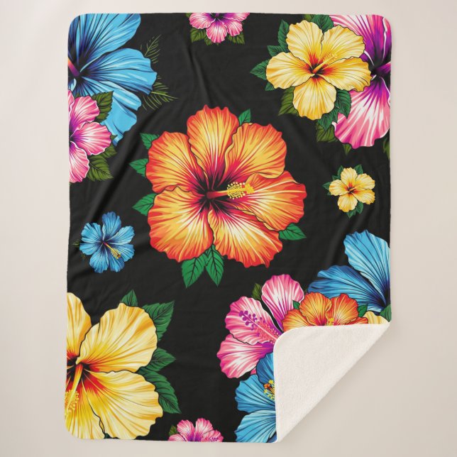 Cobertor Sherpa Hibiscus tropical (Frente)