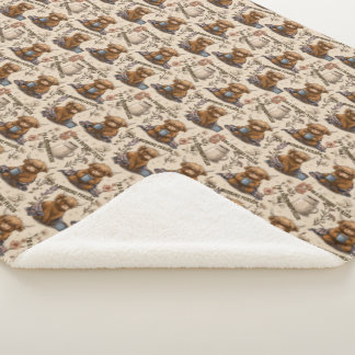 Cobertor Sherpa Highland Cow Morning Coffee Cozy Farmhouse Pattern