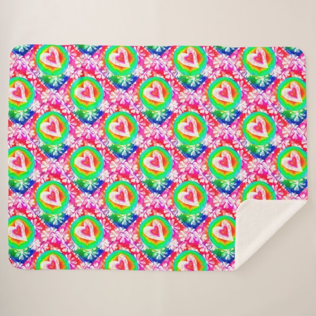 Cobertor Sherpa Hippy Heart (Frente (Horizontal))
