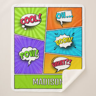 Cobertor Sherpa Histórias em quadrinhos de Nome Personalizado