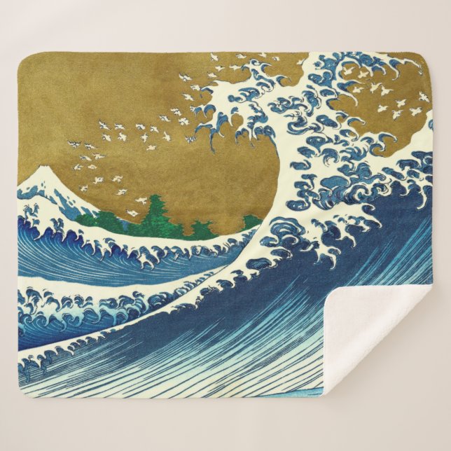Cobertor Sherpa Hokusai Big Wave Japão Art (Frente (Horizontal))