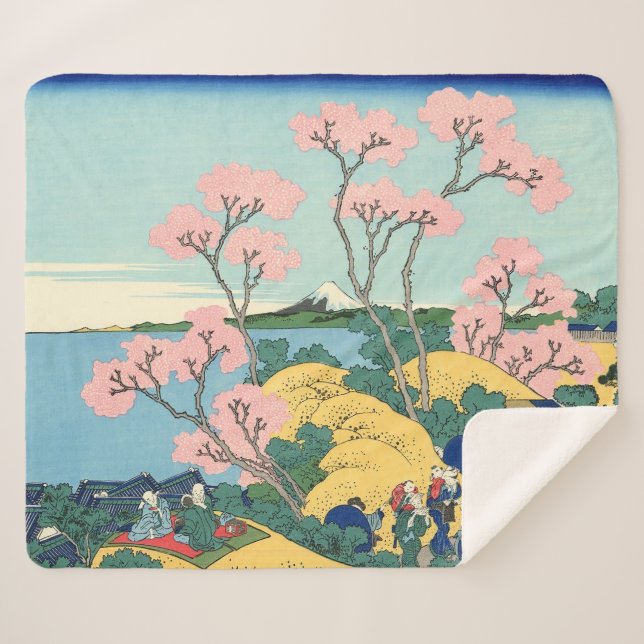 Cobertor Sherpa Hokusai Fuji de Gotenyama no Tōkaidō (Frente (Horizontal))