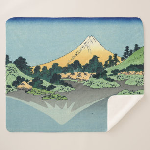 Cobertor Sherpa Hokusai Monte Fuji reflete no lago Kawaguchi