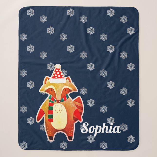 Cobertor Sherpa Holiday Raccoon (Frente)