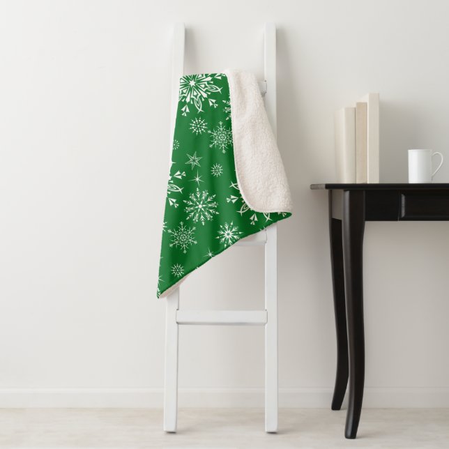 Cobertor Sherpa Holiday Snowflakes Sherpa Blanket (In Situ)
