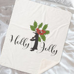 Cobertor Sherpa Holly Jolly Cute Funny Penguin no Natal<br><div class="desc">Este design apresenta um pinguim segurando um galho de Holly entre as palavras: Holly Jolly. A ilustração original de animais humorísticos faz um belo e engraçado e único cobertor da época de Natal Sherpa.</div>