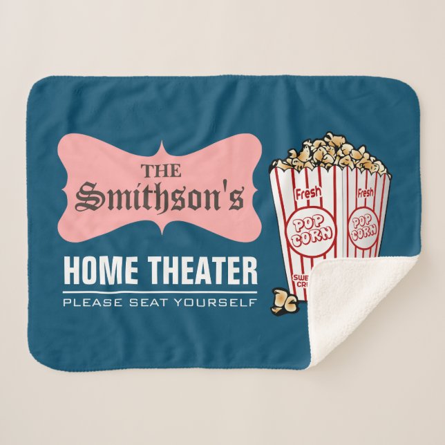 Cobertor Sherpa Home Theater de Nomes Personalizados Retroativos (Frente (Horizontal))