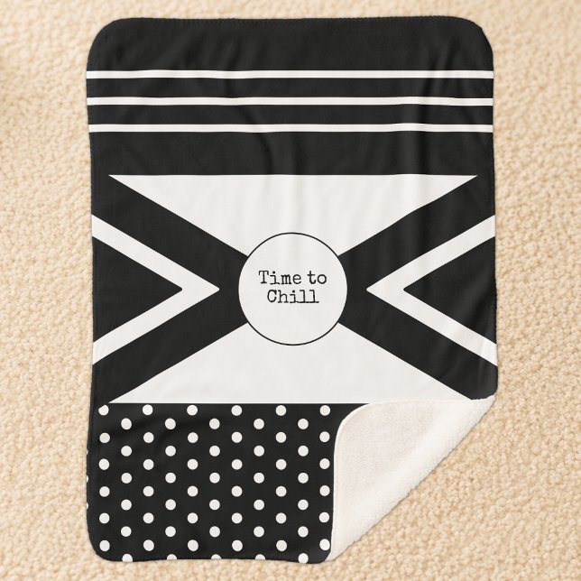 Cobertor Sherpa Hora de Relaxar preto e branco (Criador carregado)